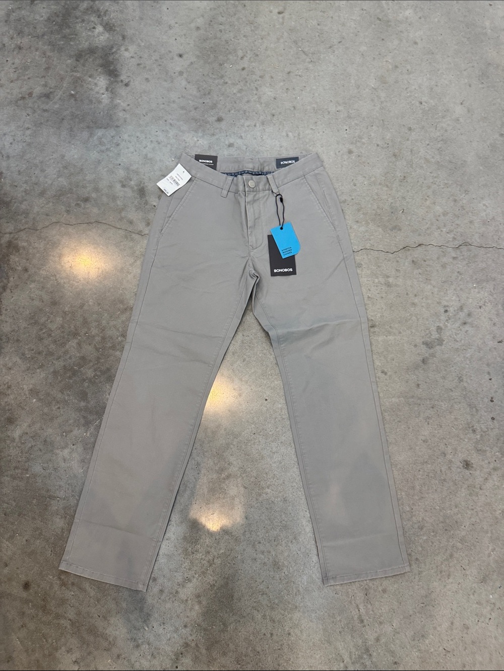 NWT Bonobos Stretch Washed Chinos – 28x28 Slim – Grey Dogs